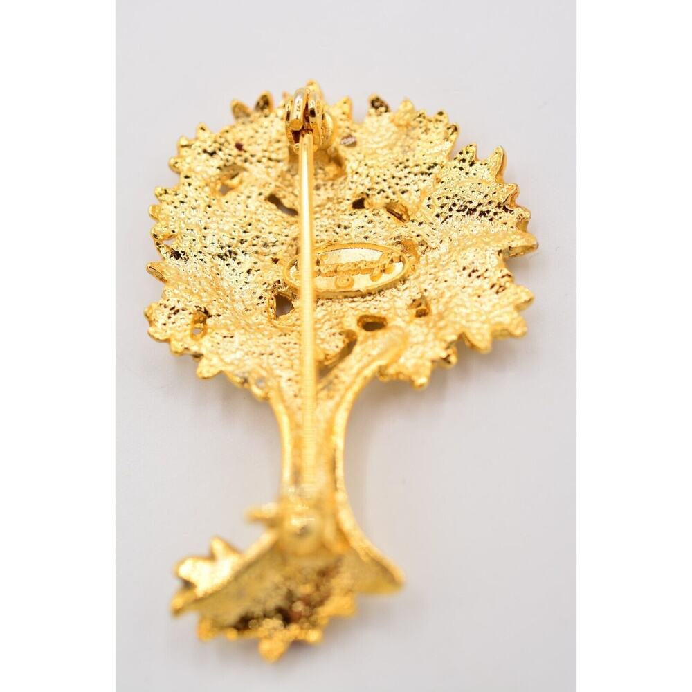 Danecraft Vintage Autumn Tree Pin Brooch Brushed Gold Fall Leaves Signed BinA10 - Picture 11 of 12
